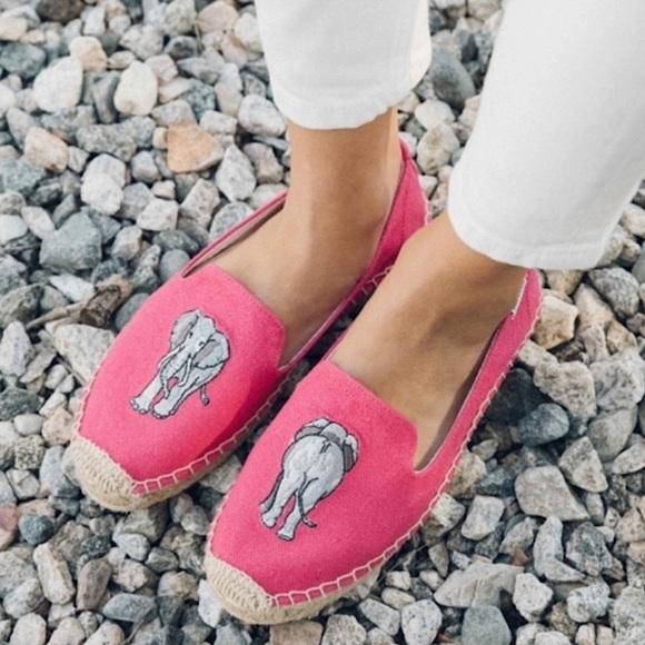 Soludos Elephant Embroidered Platform Espadrilles Pink 7.5 - Picture 2 of 10